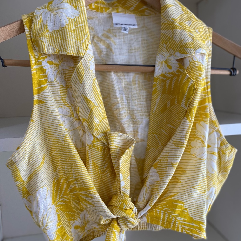 Yellow floral summer crop top